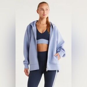 NWT Zella Scuba Oversized Zip Hoodie Jacket Blue XS Fits S/M Athleisure